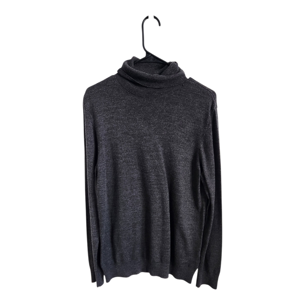 H&M Dark Gray Merino Wool Blend Turtleneck Sweater Size Large